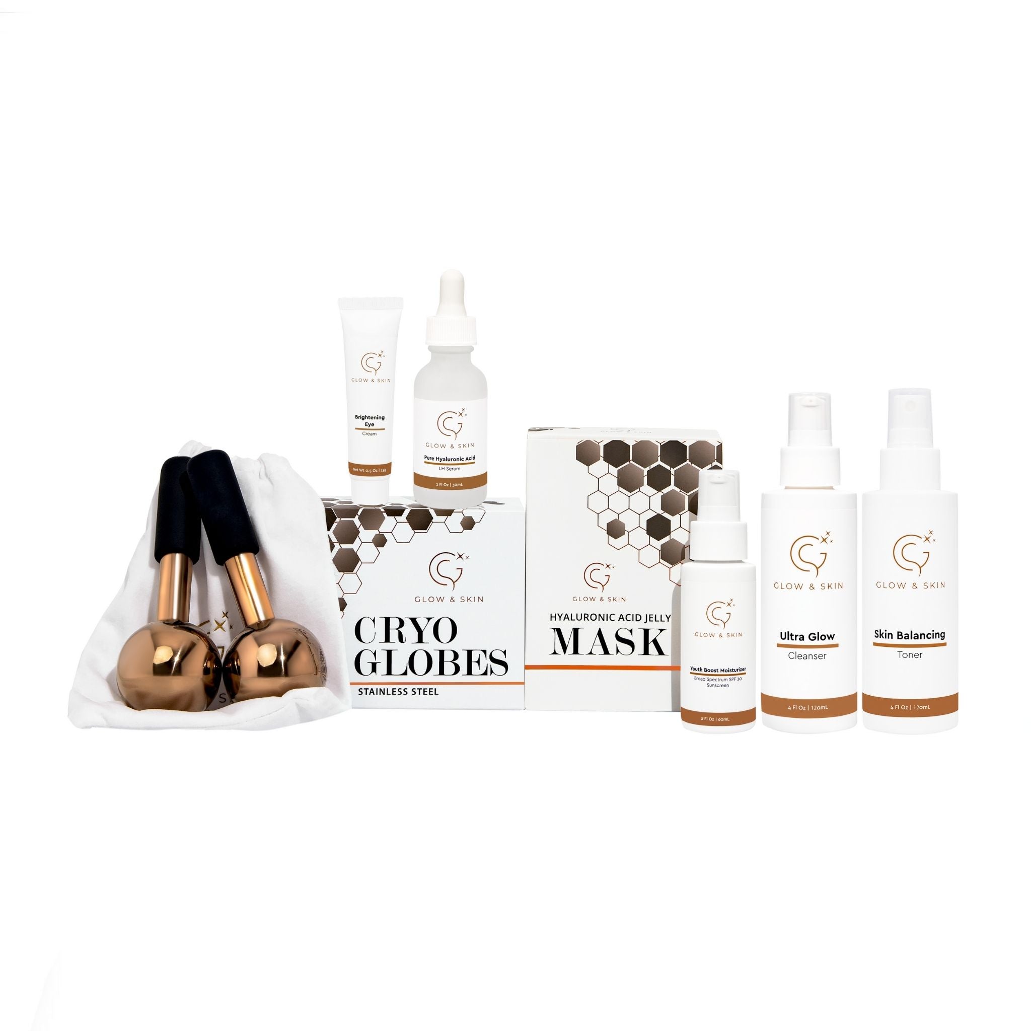 Glow Smart Cryo Globes Starter Kit for professional estheticians, dermatologists, and spa therapists. Includes cryotherapy tools, facial rejuvenation equipment, and cryo globes for anti-aging, tightening, and hydration treatments.