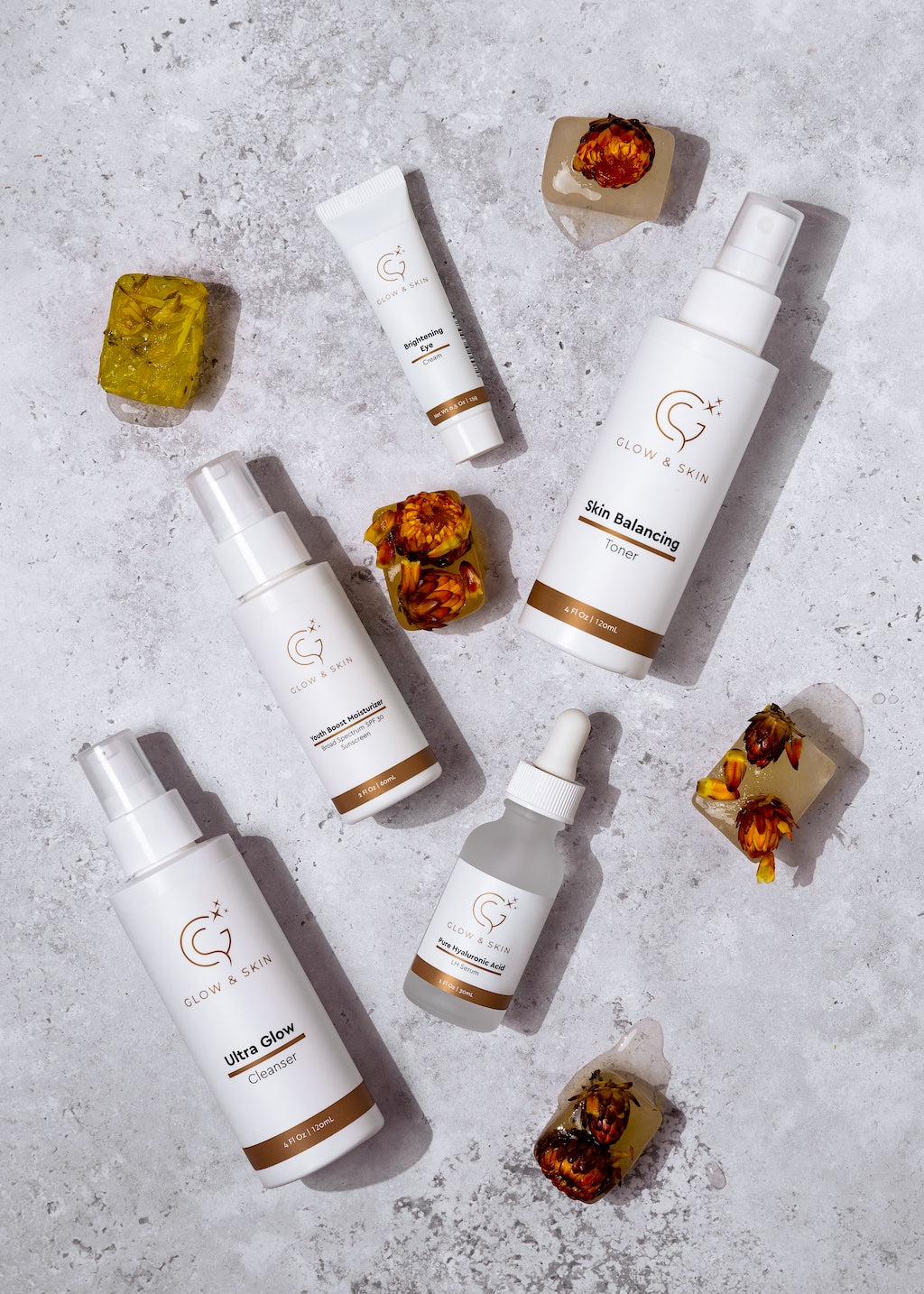 Glow & Skin full product range – Professional skincare solutions including serums, cleansers, moisturizers, microneedling, dermaplaning tools, and accessories designed for optimal skin rejuvenation and treatment